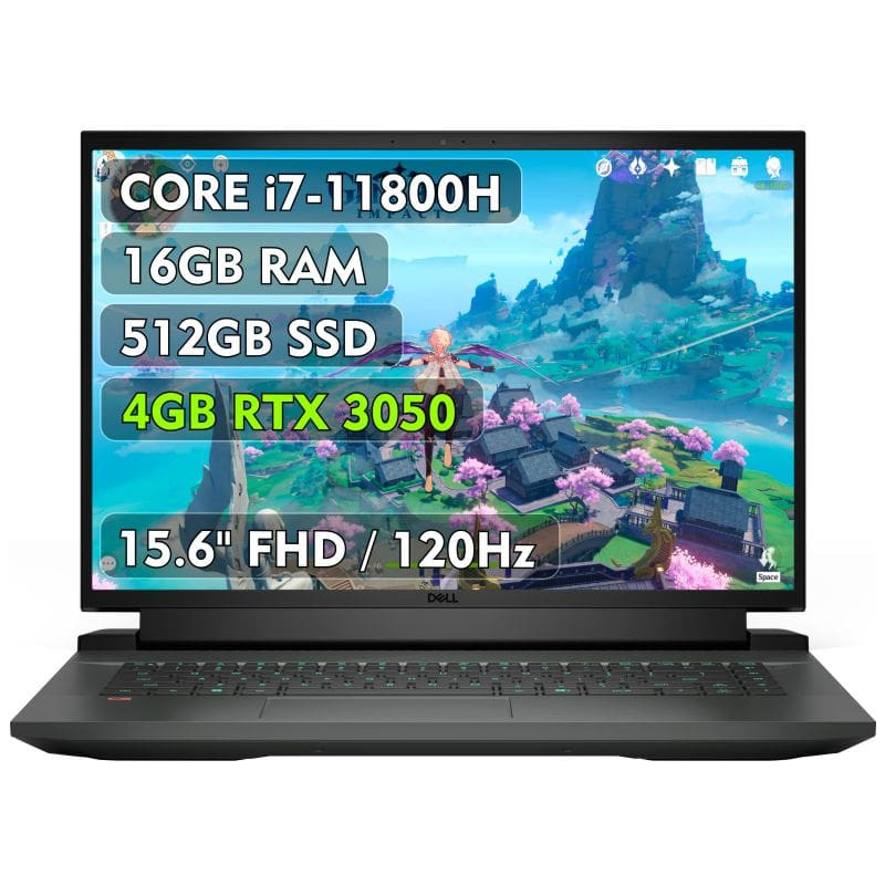 Dell G15 5511, Core i7-11800H, 16GB, 512GB SSD, RTX 3050, 15.6" 120Hz